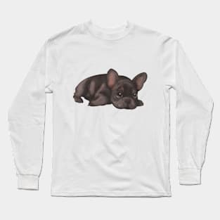 Puppy Frenchie sleeping Long Sleeve T-Shirt